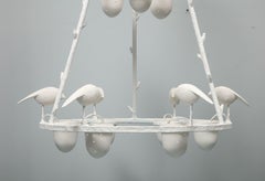 Impressive Tall White Plaster Chandelier by Jacques Darbaud
