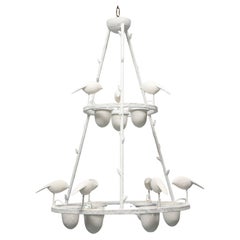 Impressive Tall White Plaster Chandelier by Jacques Darbaud