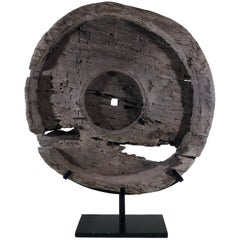 Impressive Teak Antique Ox Cart Wheel from Asia 19th Century
