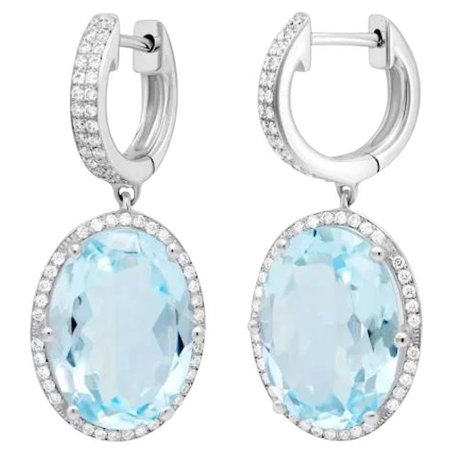 Impressive Topaz White Diamond White 14K Gold Dangle Earrings for Her For Sale