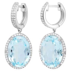 Impressive Topaz White Diamond White 14K Gold Dangle Earrings for Her