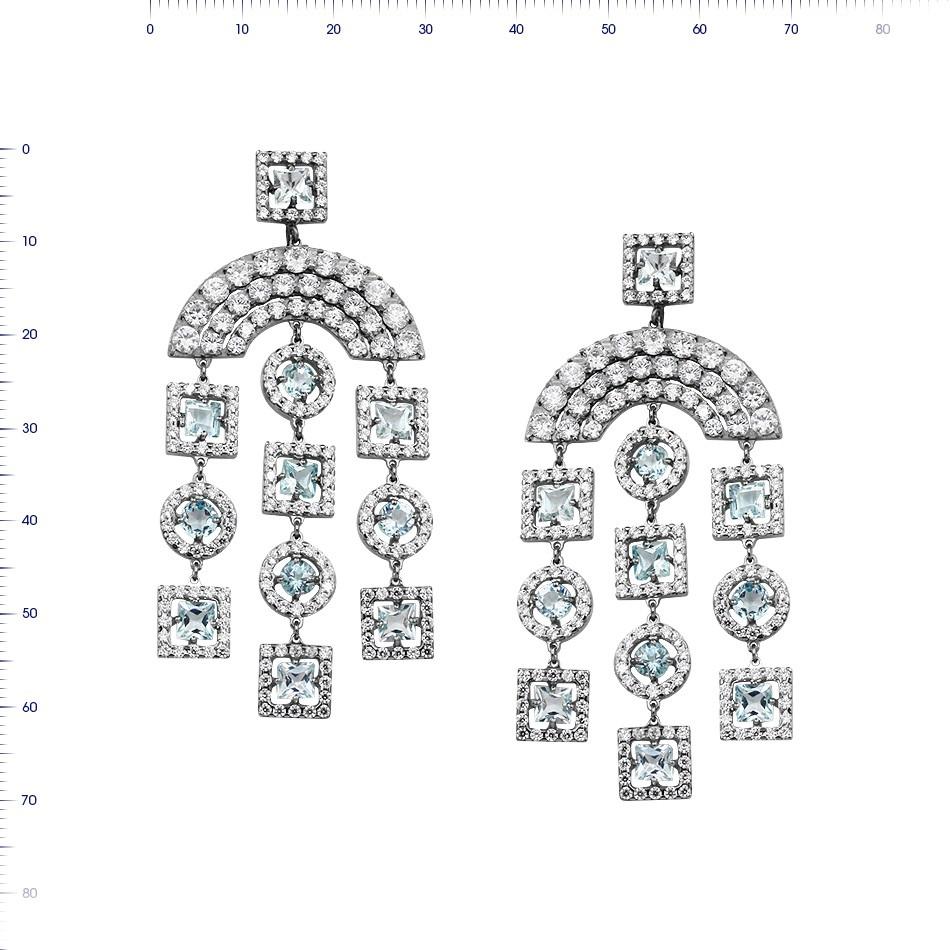 Antique Cushion Cut Impressive Topaz White Gold Zircon Drop Earrings For Sale