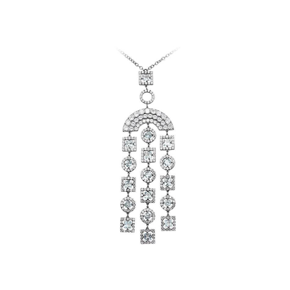 Impressive Topaz White Gold Zircon Drop Earrings In New Condition For Sale In Montreux, CH
