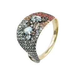 Impresionantes Pendientes Topacio Zafiro Amarillo Cuarzo Diamante Oro Amarillo
