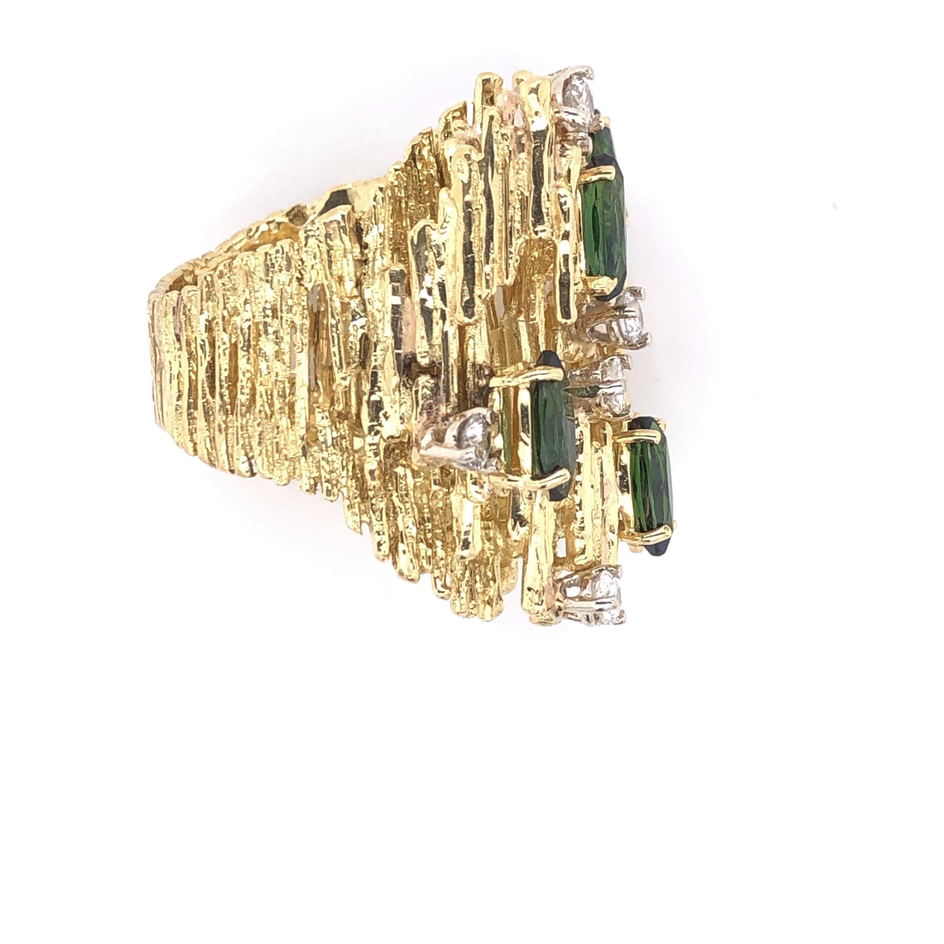 Impressive Tourmaline and Diamond Cocktail Ring, by Tishman and Lipp, circa 1970 1