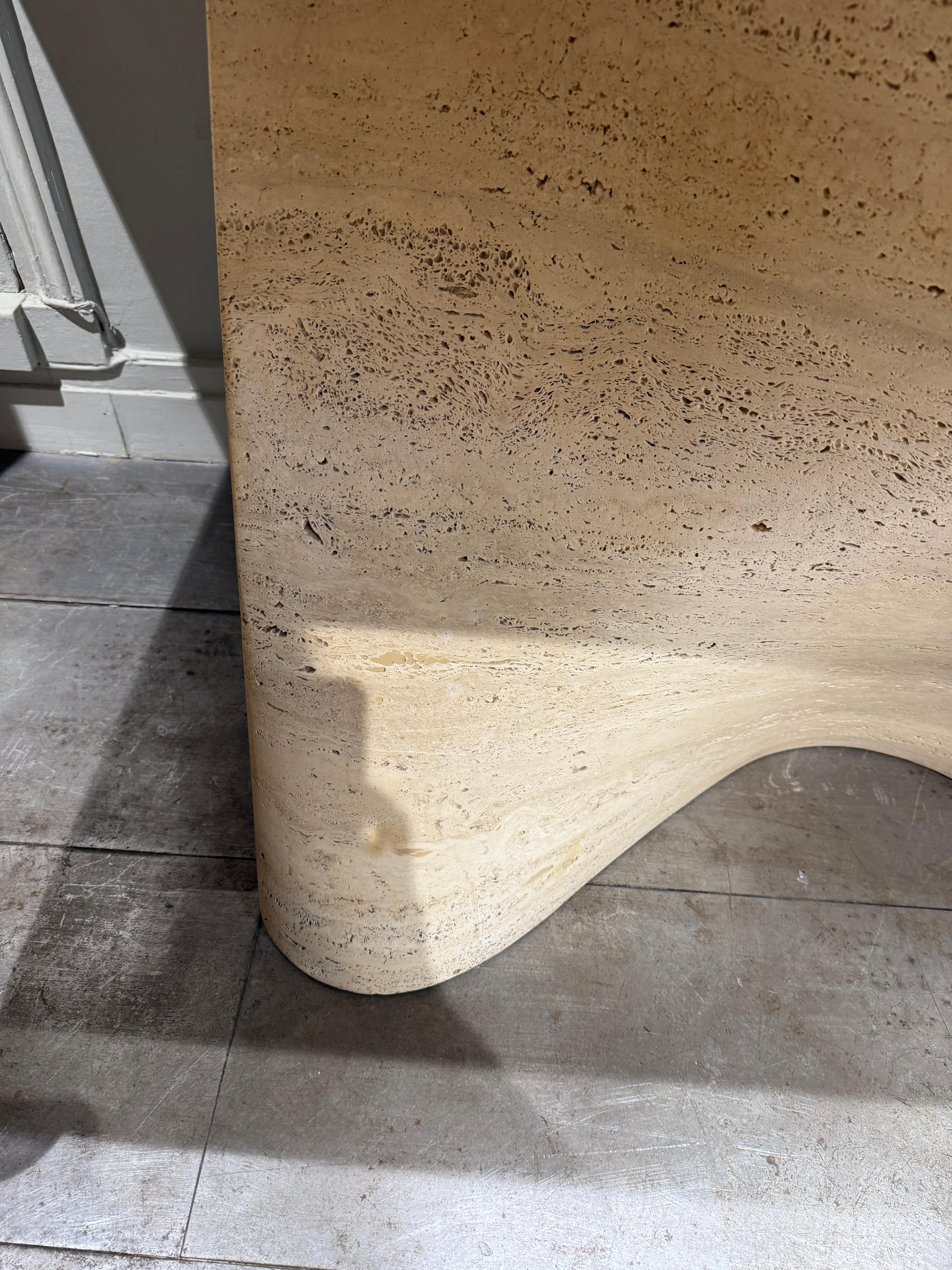 Mid-Century Modern Impressive travertine console or dining table circa 1970 For Sale