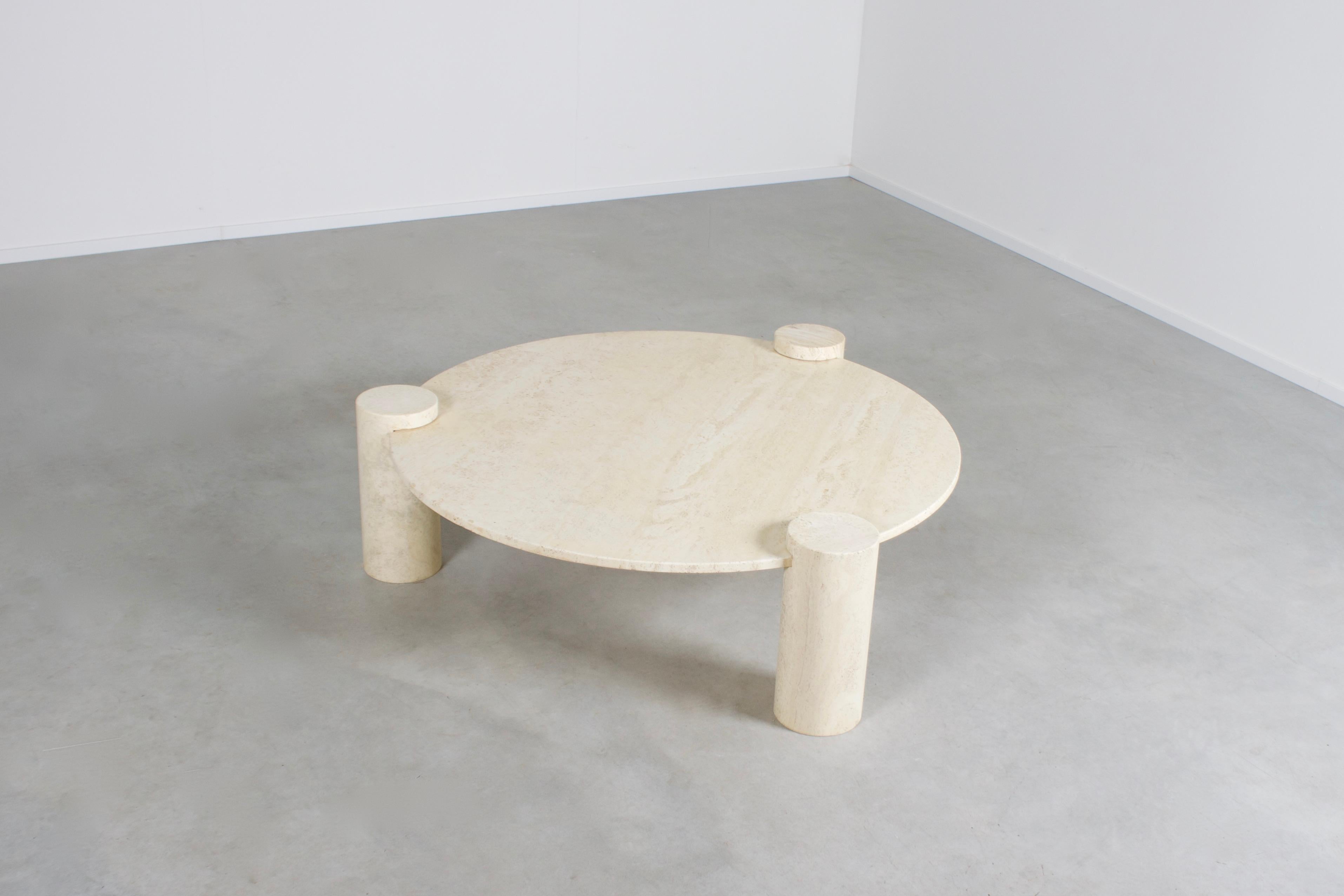 Impressive Travertine Up&Up Coffee Table, Italy, 1970s In Good Condition In Echt, NL