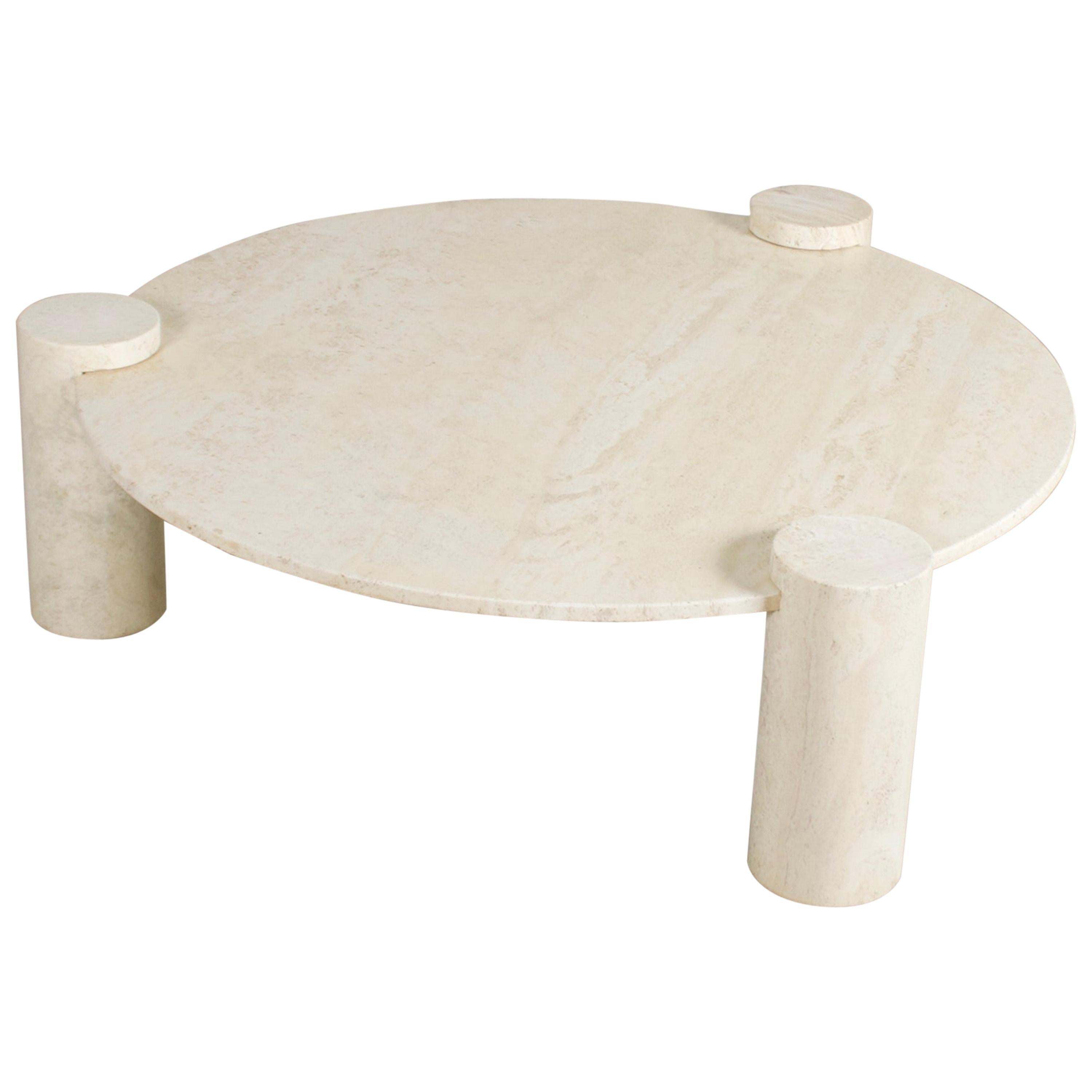 Impressive Travertine Up&Up Coffee Table, Italy, 1970s