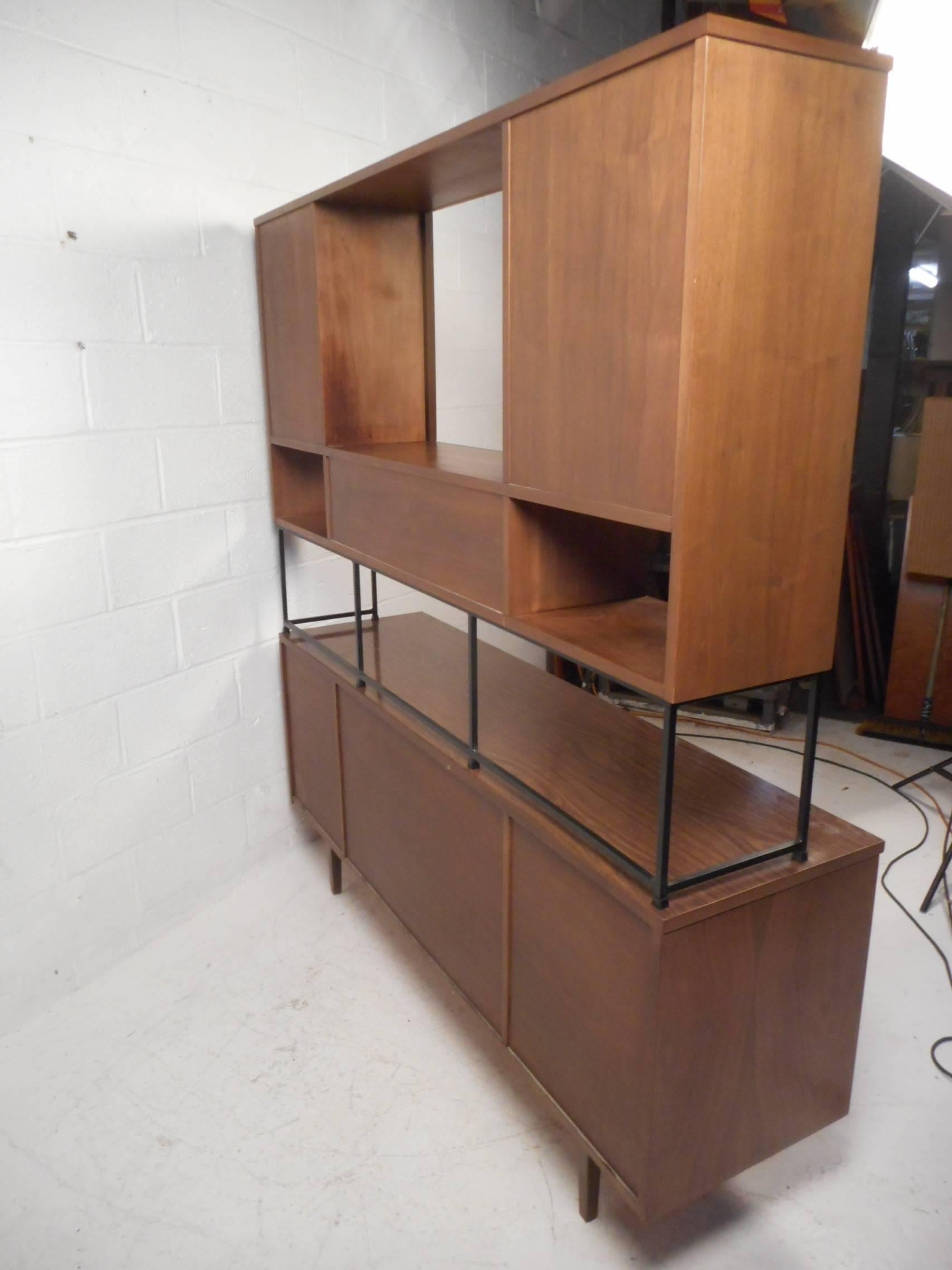 Mid-Century Modern Impressive Two-Piece Midcentury Wall Unit by Stanley