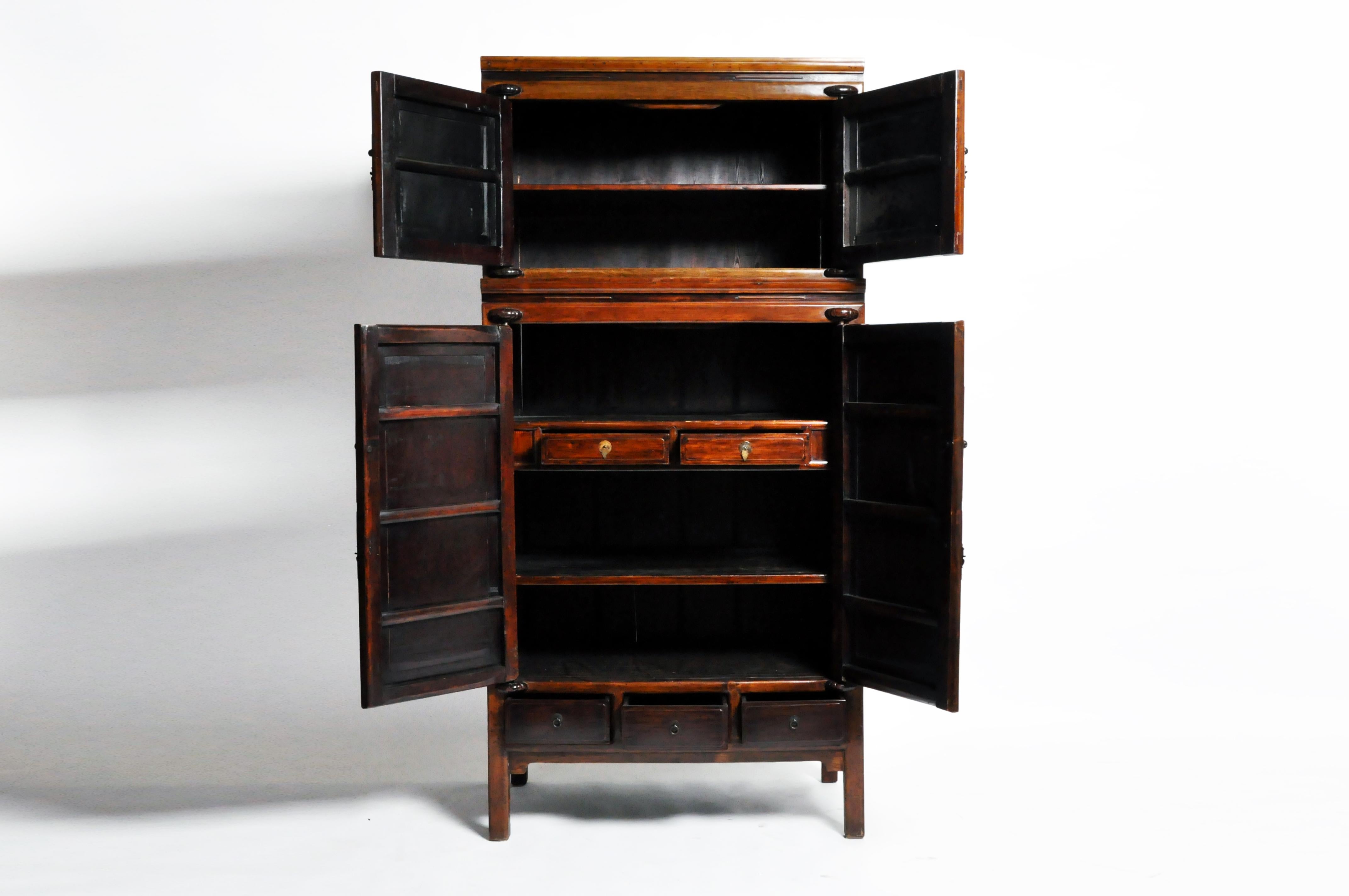 Chinese Impressive Two Section Cabinet with Five Drawers