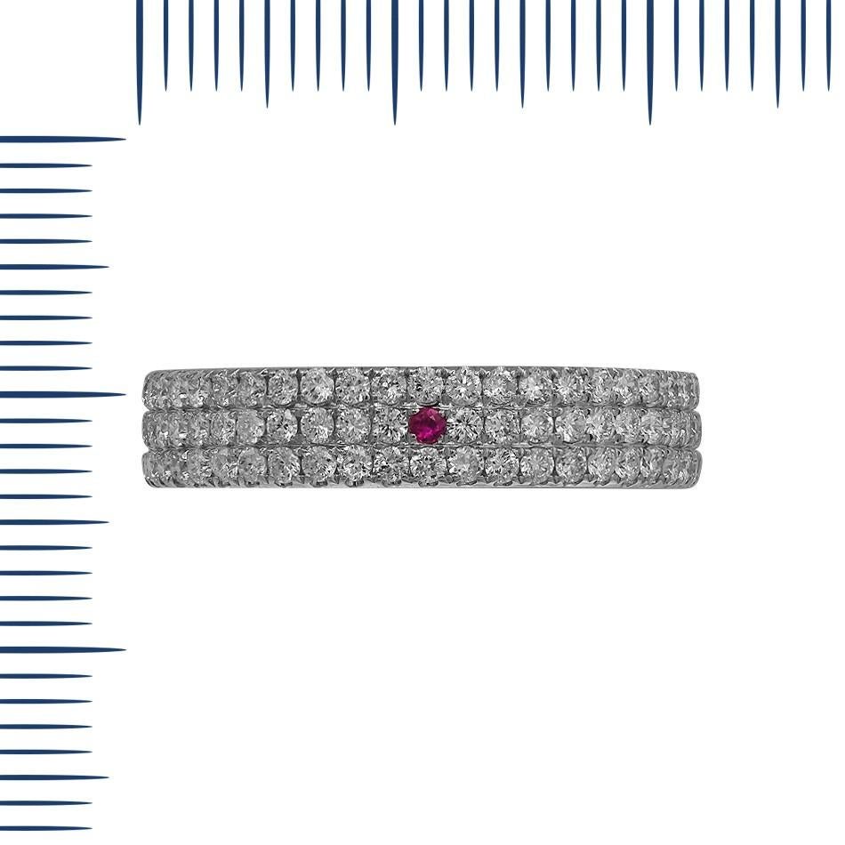 Ring White Gold 14 K

Diamond 137-RND-0,94-G/VS2A 
Ruby 1-0,01ct

Weight 1.96 grams
Size 16

With a heritage of ancient fine Swiss jewelry traditions, NATKINA is a Geneva based jewellery brand, which creates modern jewellery masterpieces suitable