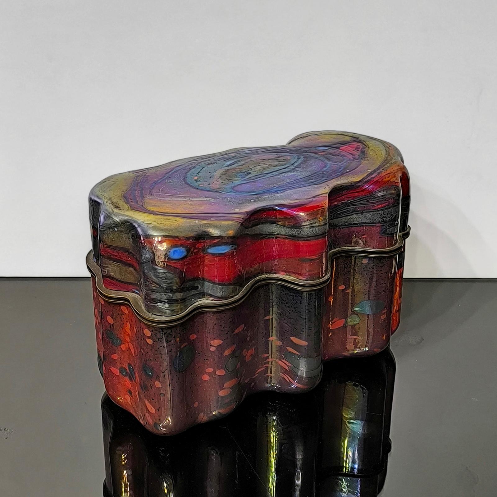 Beeindruckendes Unikat aus Kunstglas und Messing Box mit Deckel von Jack Ink im Angebot 4
