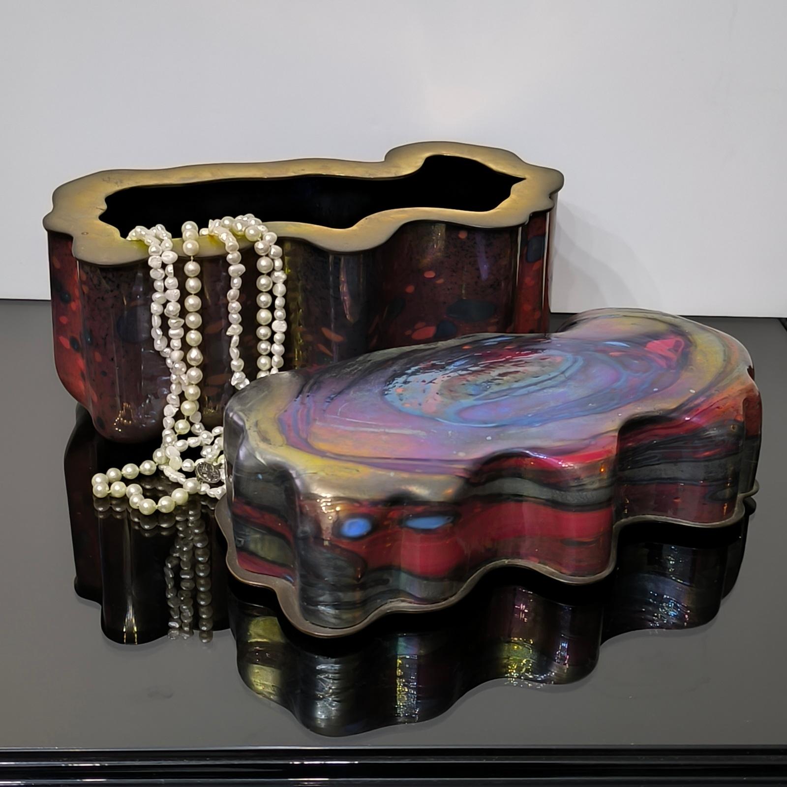 Beeindruckendes Unikat aus Kunstglas und Messing Box mit Deckel von Jack Ink im Angebot 7