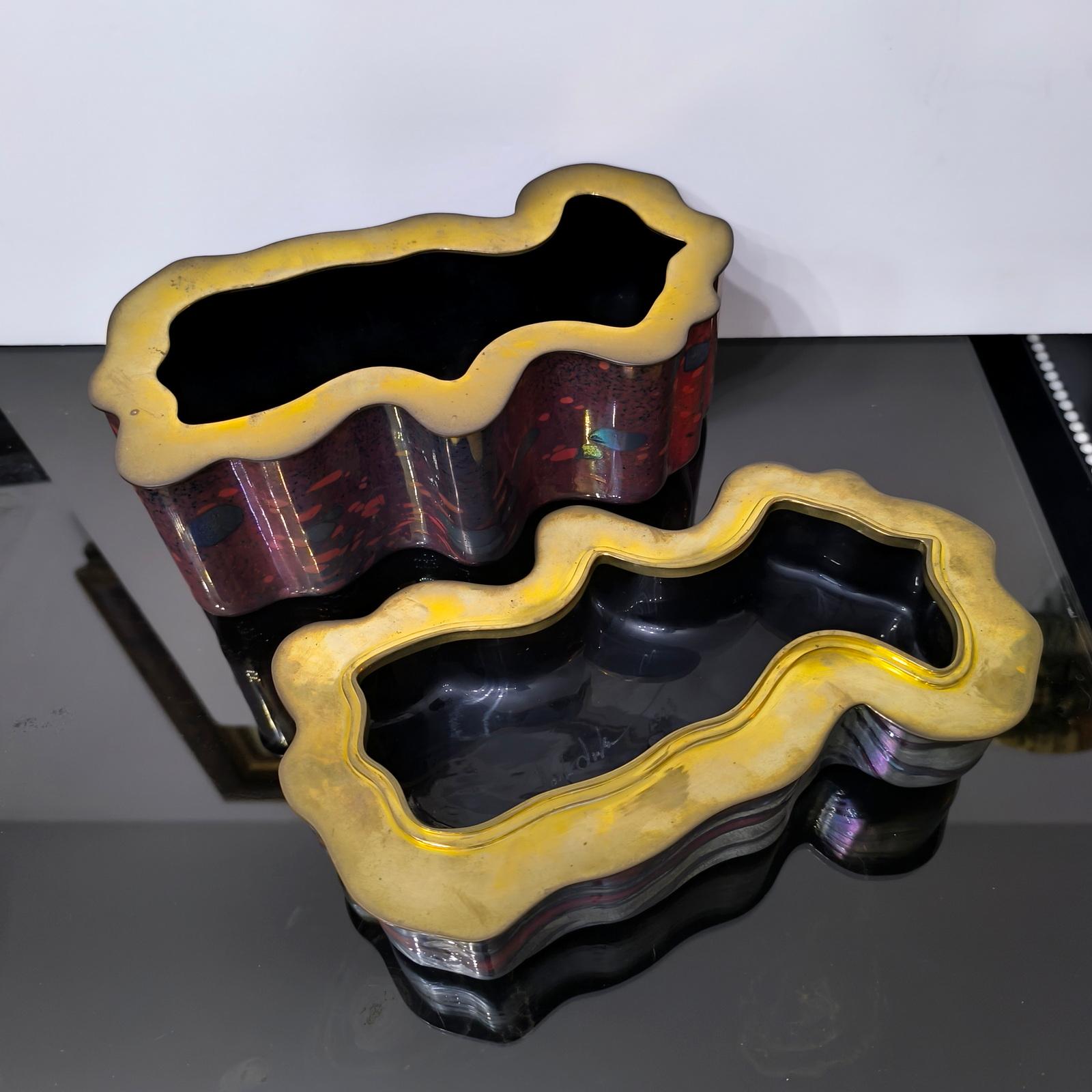 Beeindruckendes Unikat aus Kunstglas und Messing Box mit Deckel von Jack Ink im Angebot 8