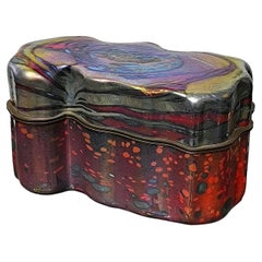 Impressive Unique Piece Art Glass and Brass Box with Lid by Jack Ink