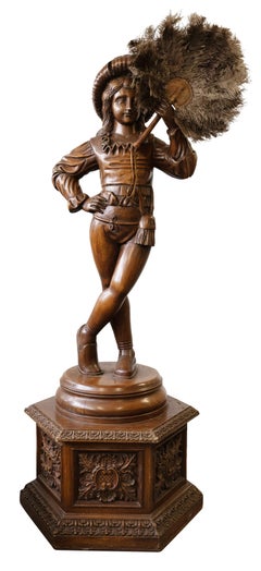 Impressive Venetian Sculpture Carved Wooden Renaissance Figure