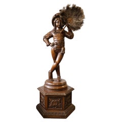 Impressive Venetian Sculpture Carved Wooden Renaissance Figure
