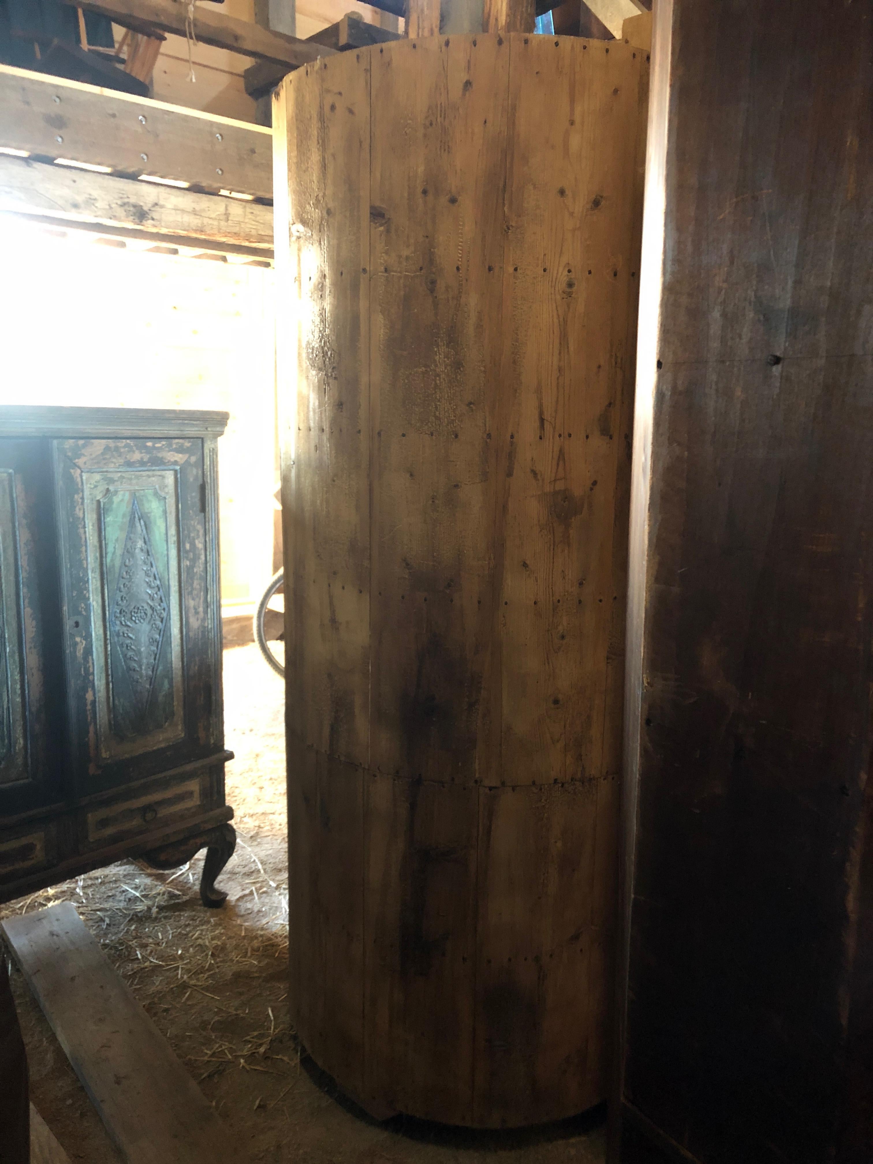 Impressive Very Large Natural Pine Barrel Back Corner Cupboard Cabinet 6