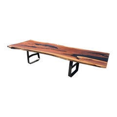 Impressive Very Long Sexy Live Edge Walnut Slab Coffee Table