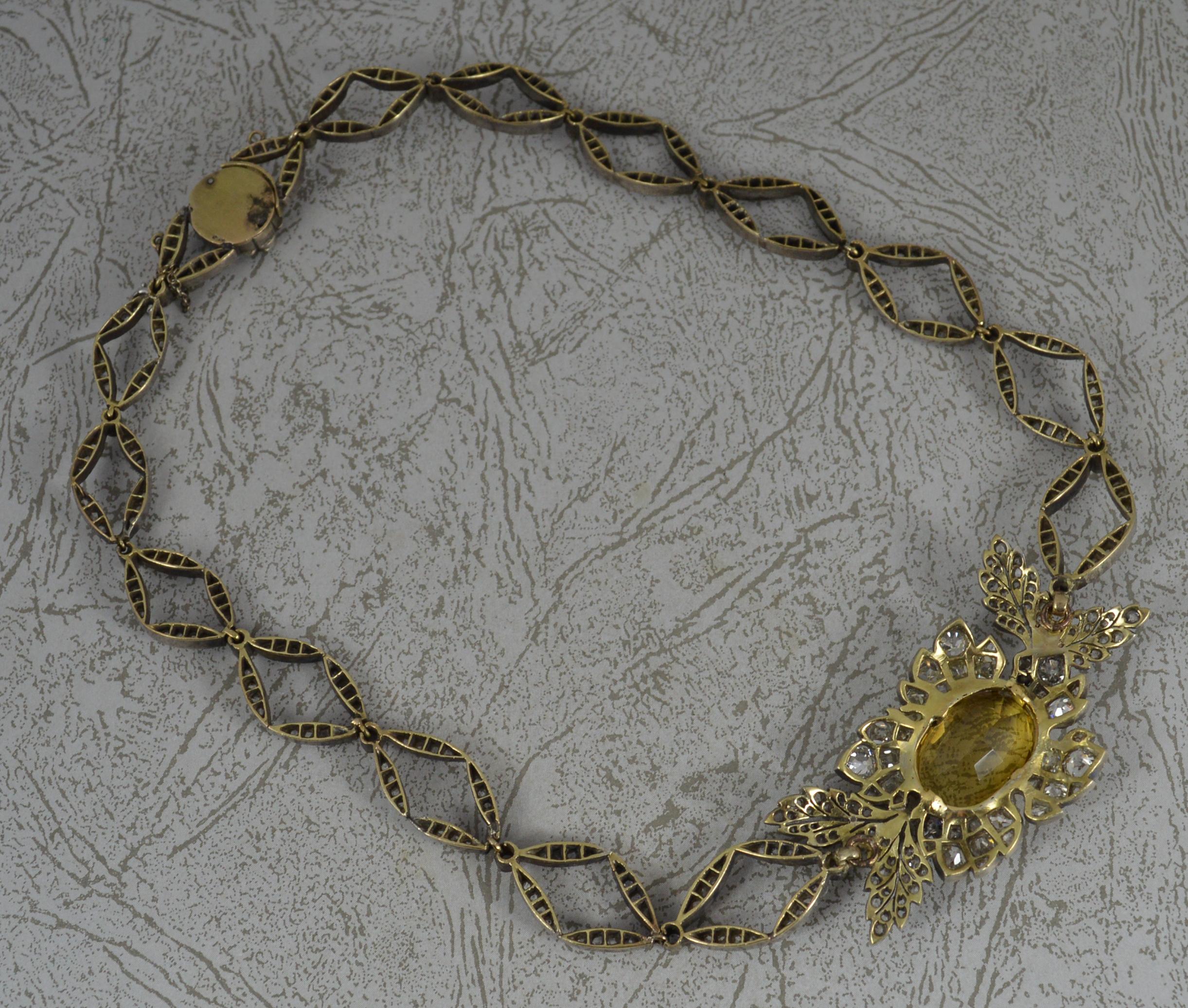 Impressive Victorian 15ct Gold Citrine and 5.75ct Diamond Necklace Chain 5