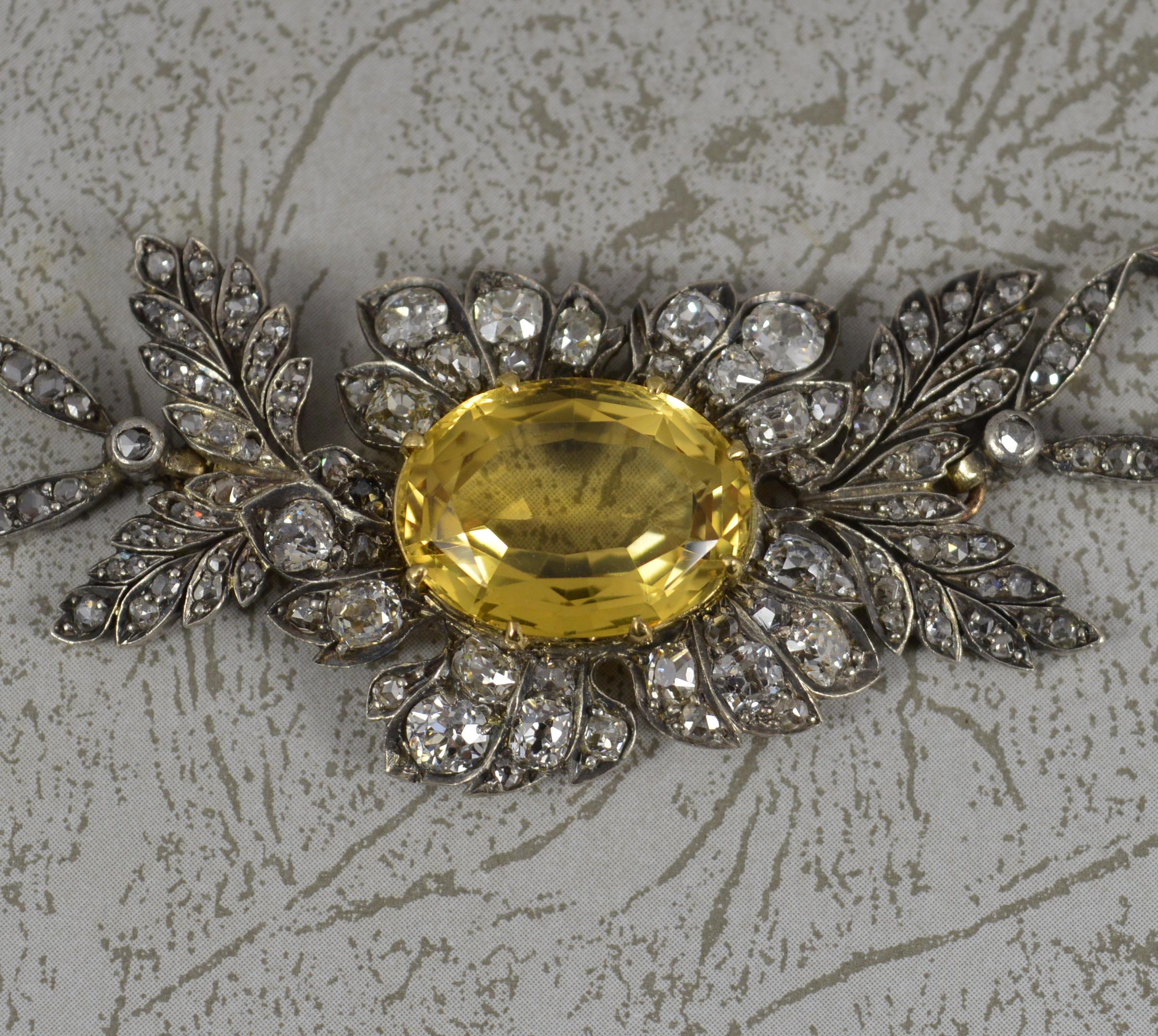 Impressive Victorian 15ct Gold Citrine and 5.75ct Diamond Necklace Chain 2