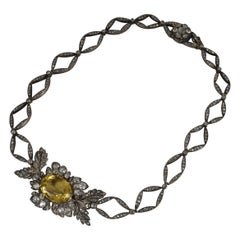 Impressive Victorian 15ct Gold Citrine and 5.75ct Diamond Necklace Chain