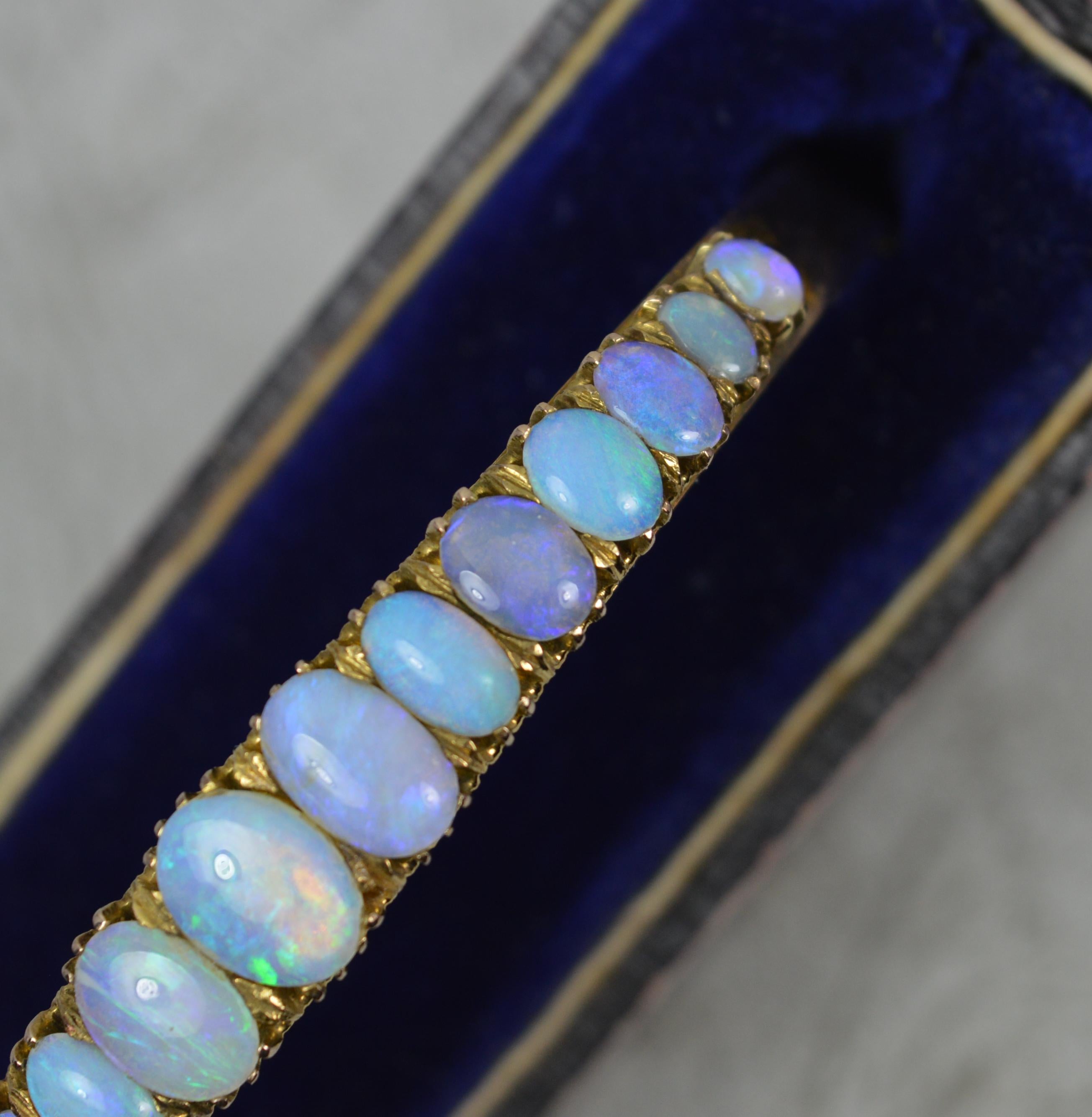 Women's Impressive Victorian 9 Carat Gold and Natural Opal Bangle in Box For Sale