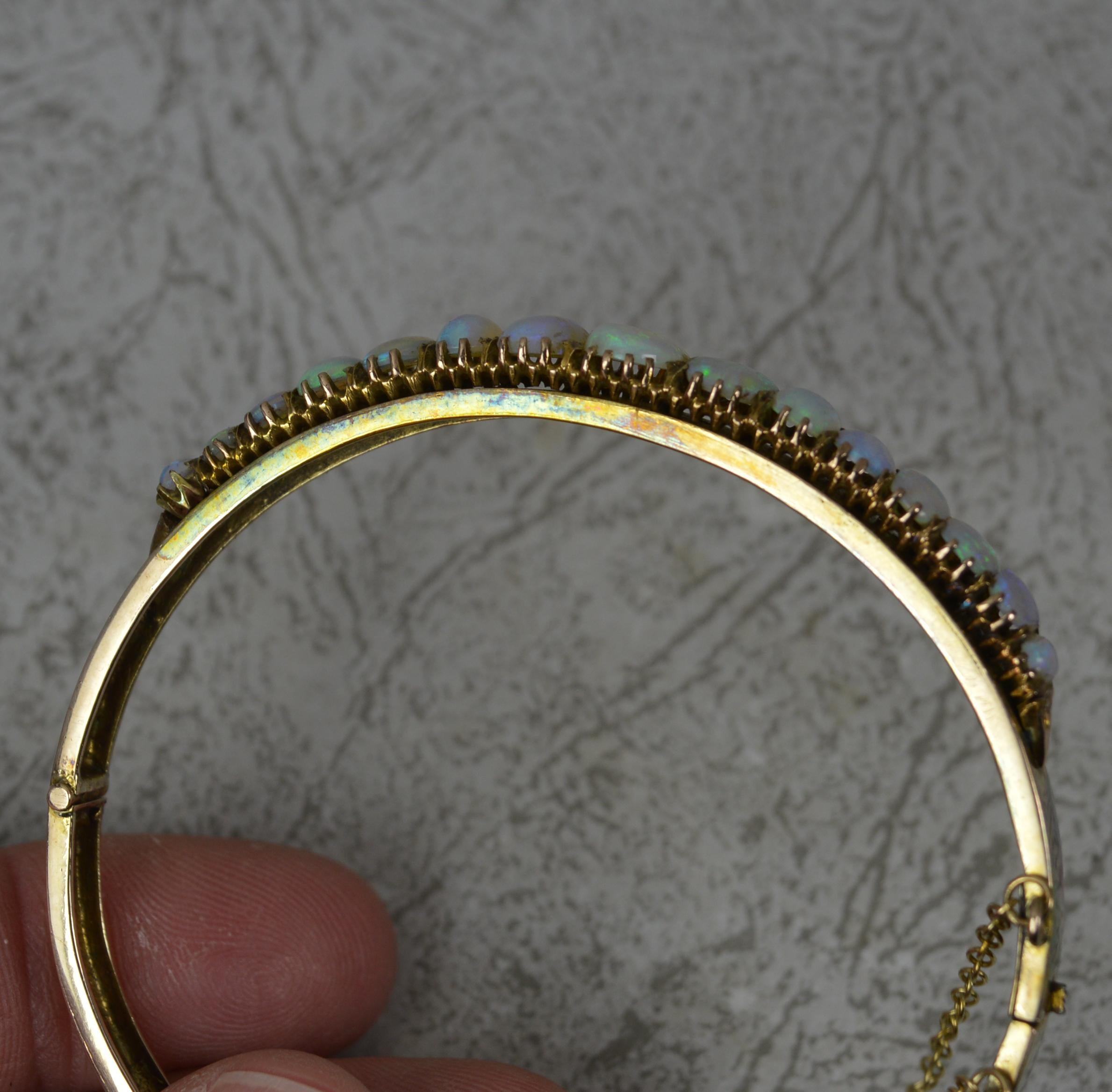 Impressive Victorian 9 Carat Gold and Natural Opal Bangle in Box For Sale 2