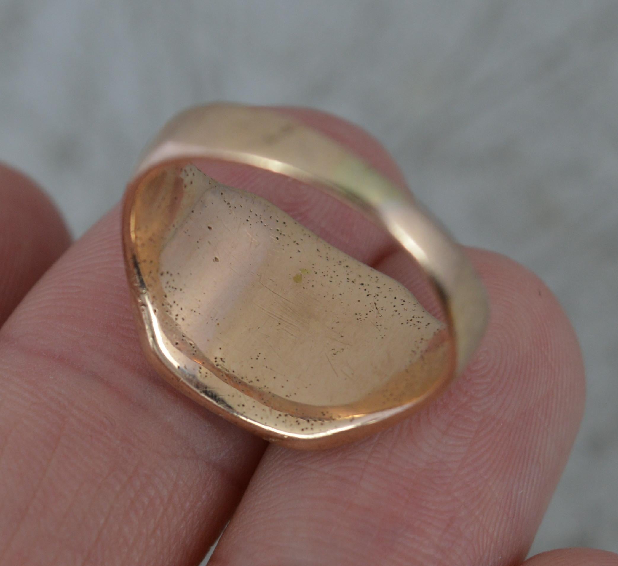 Women's or Men's Impressive Victorian 9ct Rose Gold Stag Bust Intaglio Seal Signet Ring For Sale