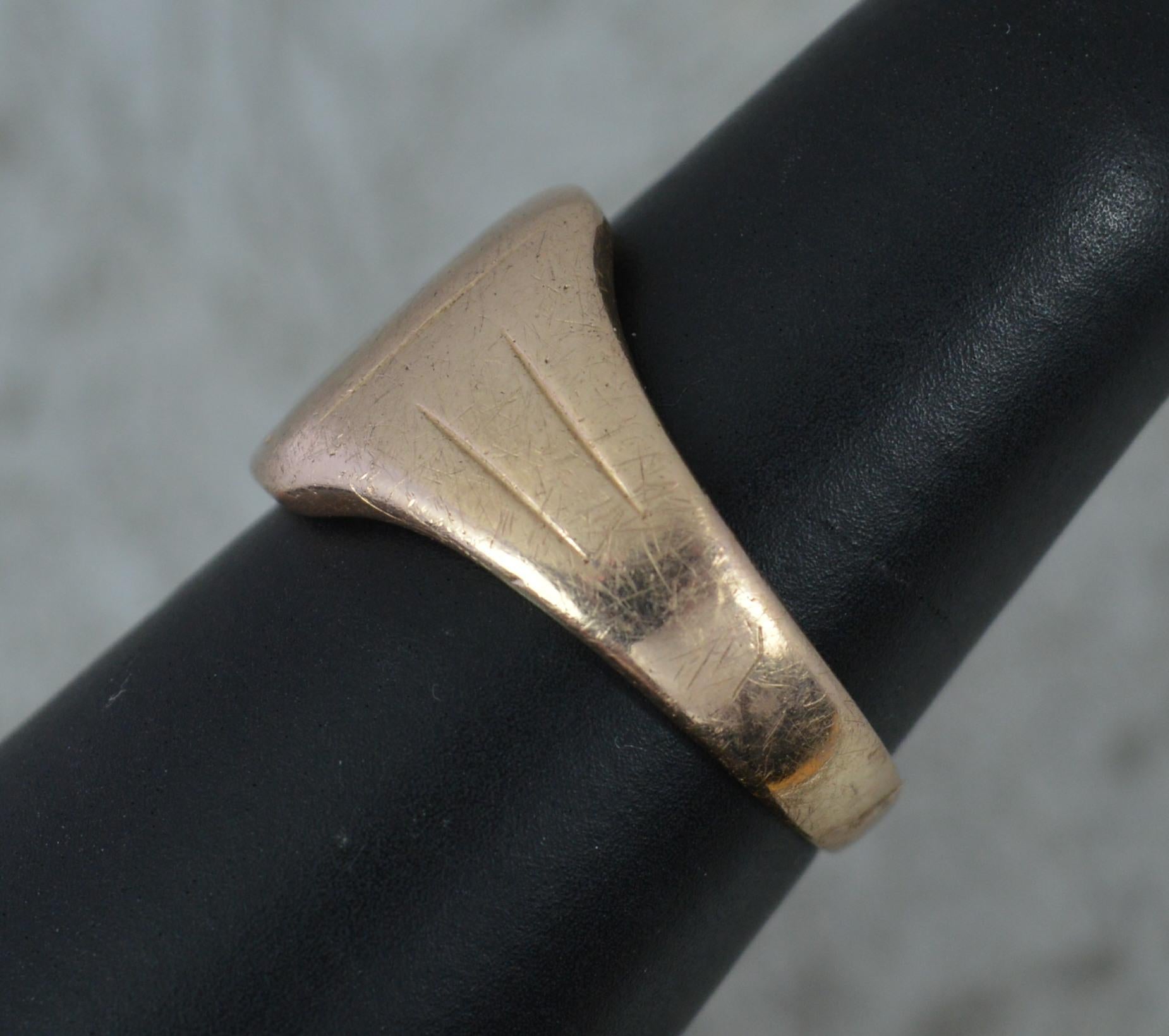 Impressive Victorian 9ct Rose Gold Stag Bust Intaglio Seal Signet Ring For Sale 3