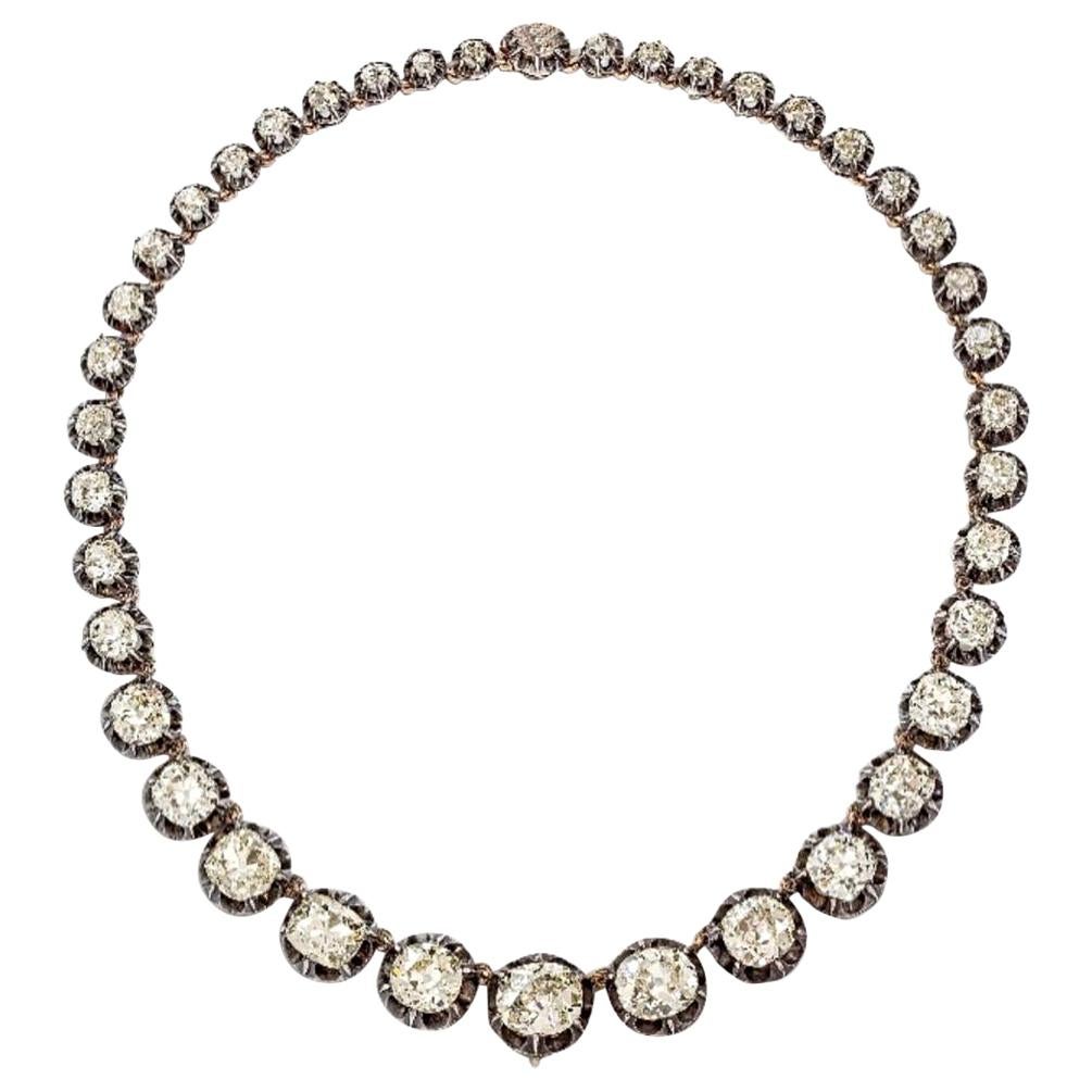 Impressive Victorian Diamond Riviere Necklace For Sale