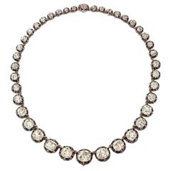 Antique Impressive Victorian Diamond Riviere Necklace