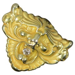 Impressive Victorian Gargoyle 15ct Gold and Diamond Signet Ring
