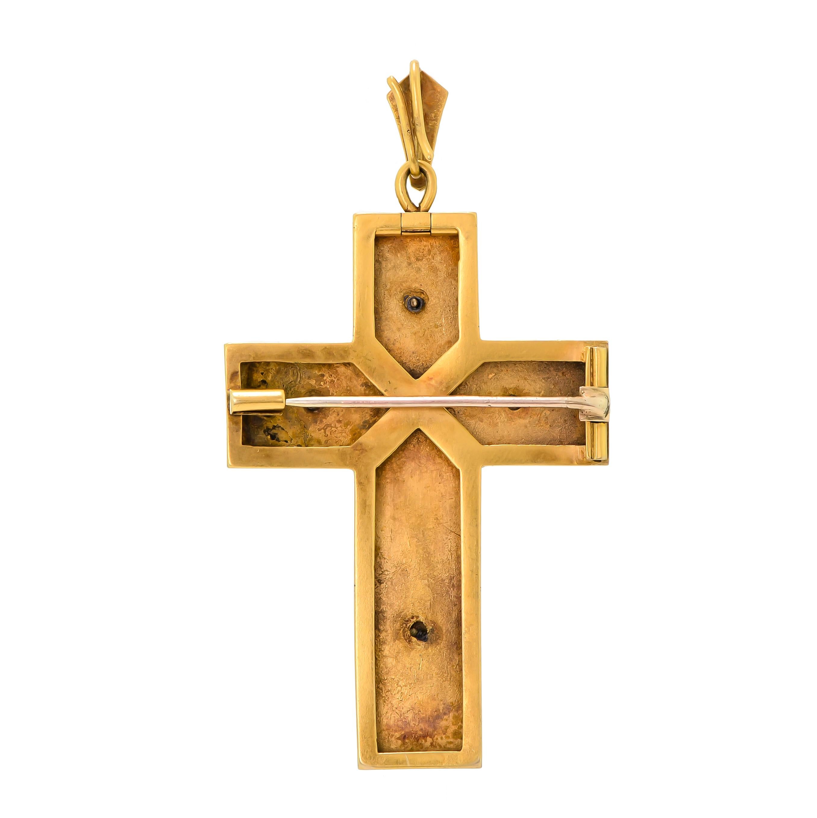 Impressive Victorian Gold Cross Pendant/Brooch In Good Condition For Sale In Wheaton, IL
