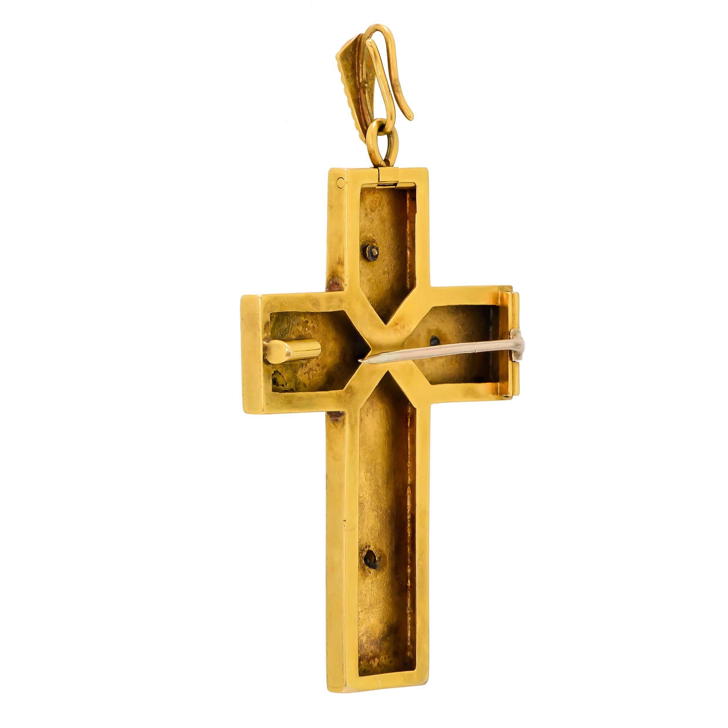 Impressive Victorian Gold Cross Pendant or Brooch For Sale 1