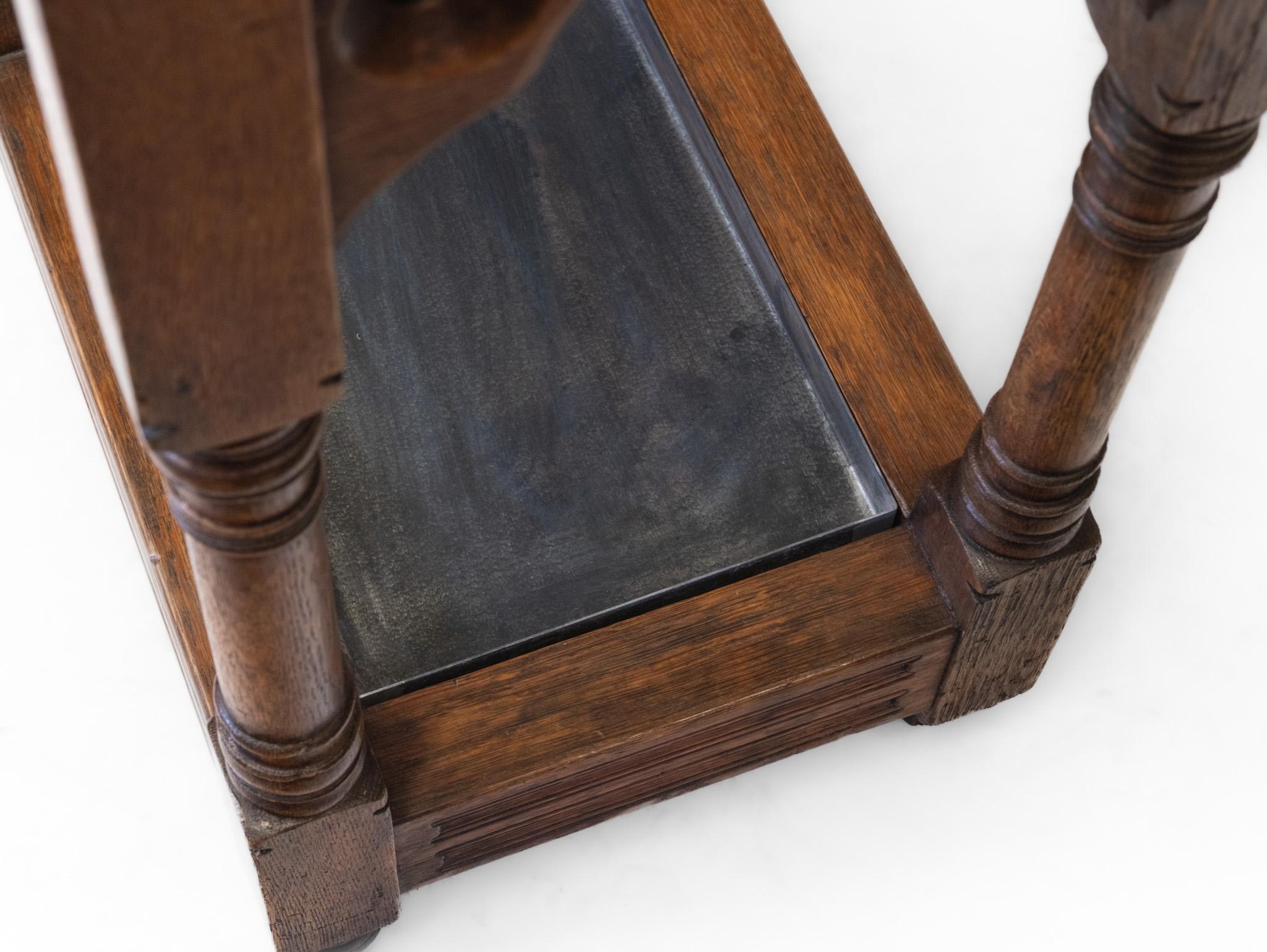 Impressive Victorian Gothic Revival Country House Oak Umbrella Stick Stand For Sale 8