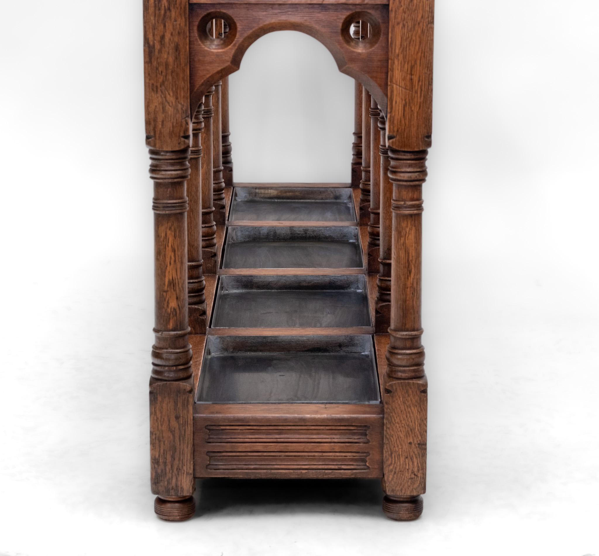 Impressive Victorian Gothic Revival Country House Oak Umbrella Stick Stand For Sale 3