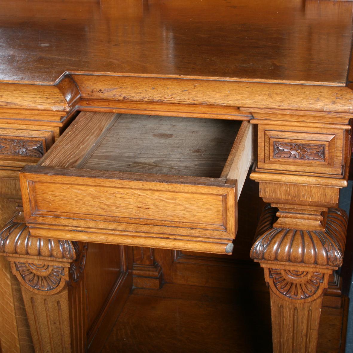 Impressive Victorian Oak Sideboard In Good Condition For Sale In Newcastle Upon Tyne, GB