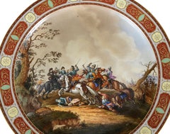 Impressionnant chargeur en porcelaine de Vienne, représentant une scène de Calvery, C19th