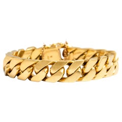 Impressionnant bracelet chaîne vintage Gourmette en or jaune 18 carats