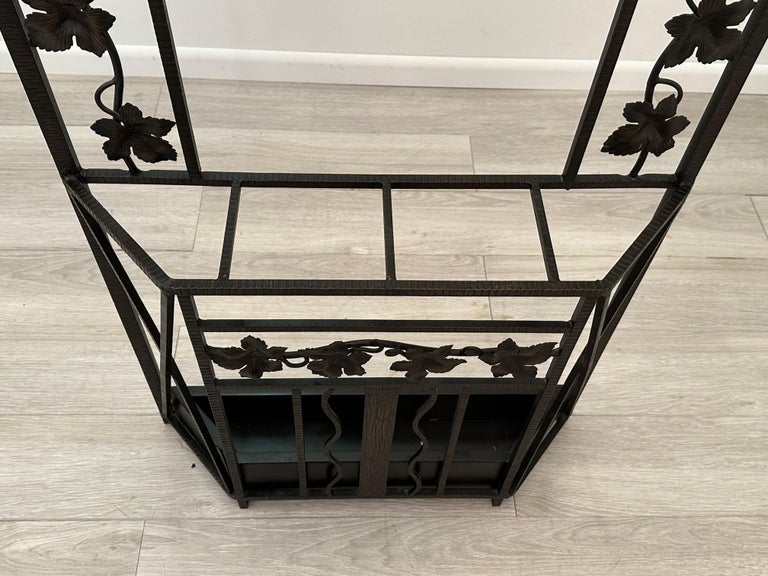 Impressive Vintage French Art Deco Iron Hall Hat and Coat Rack