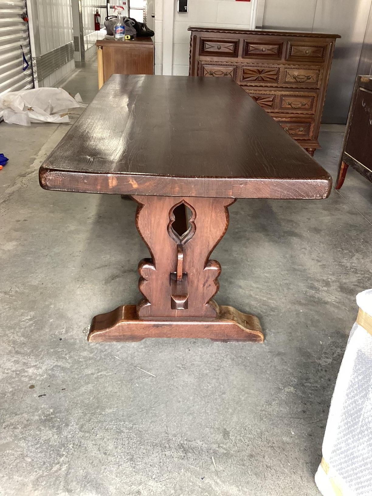 French Provincial Impressive Vintage French Oak Monastery Table