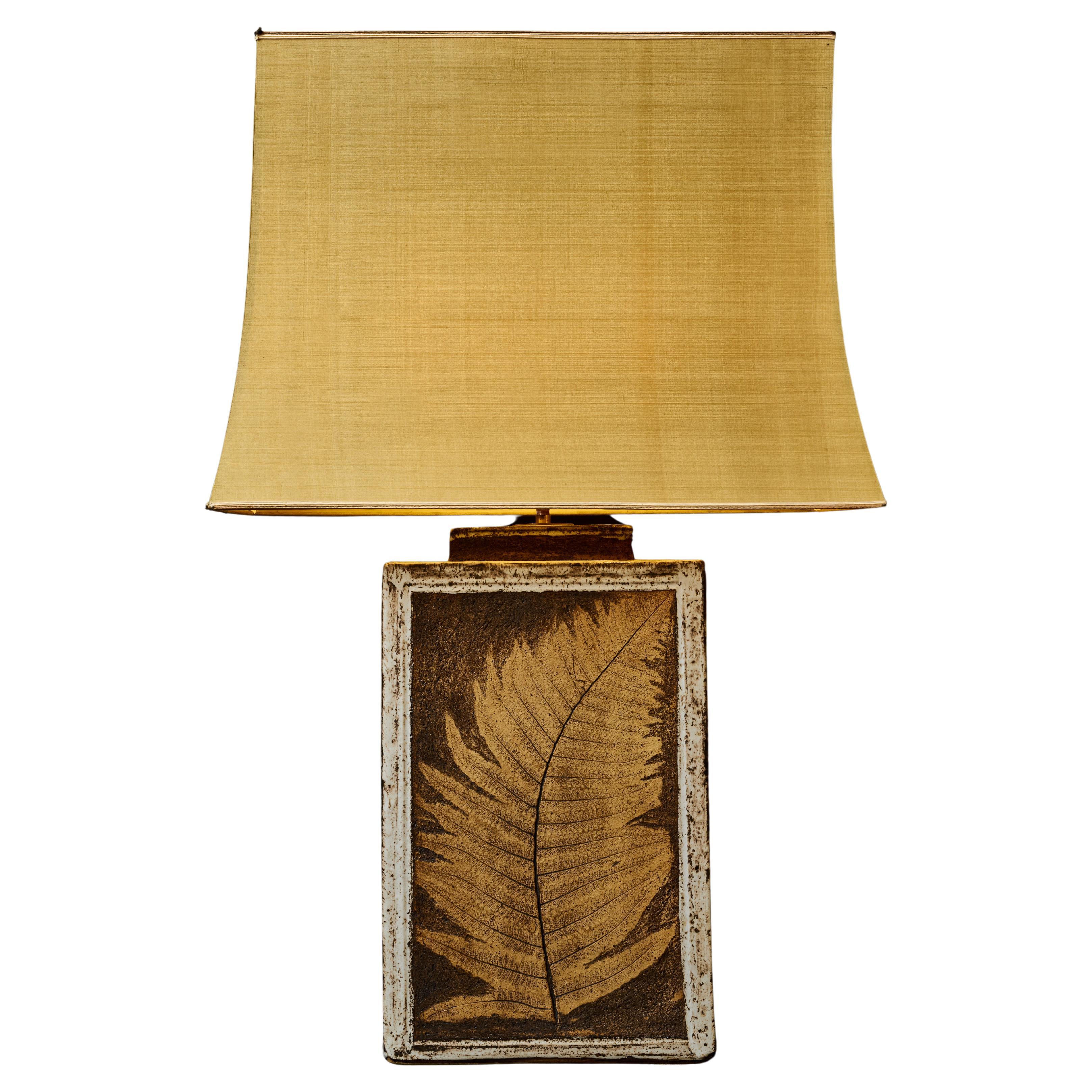Impressionnante lampe à poser vintage en céramique d'herborium en vente