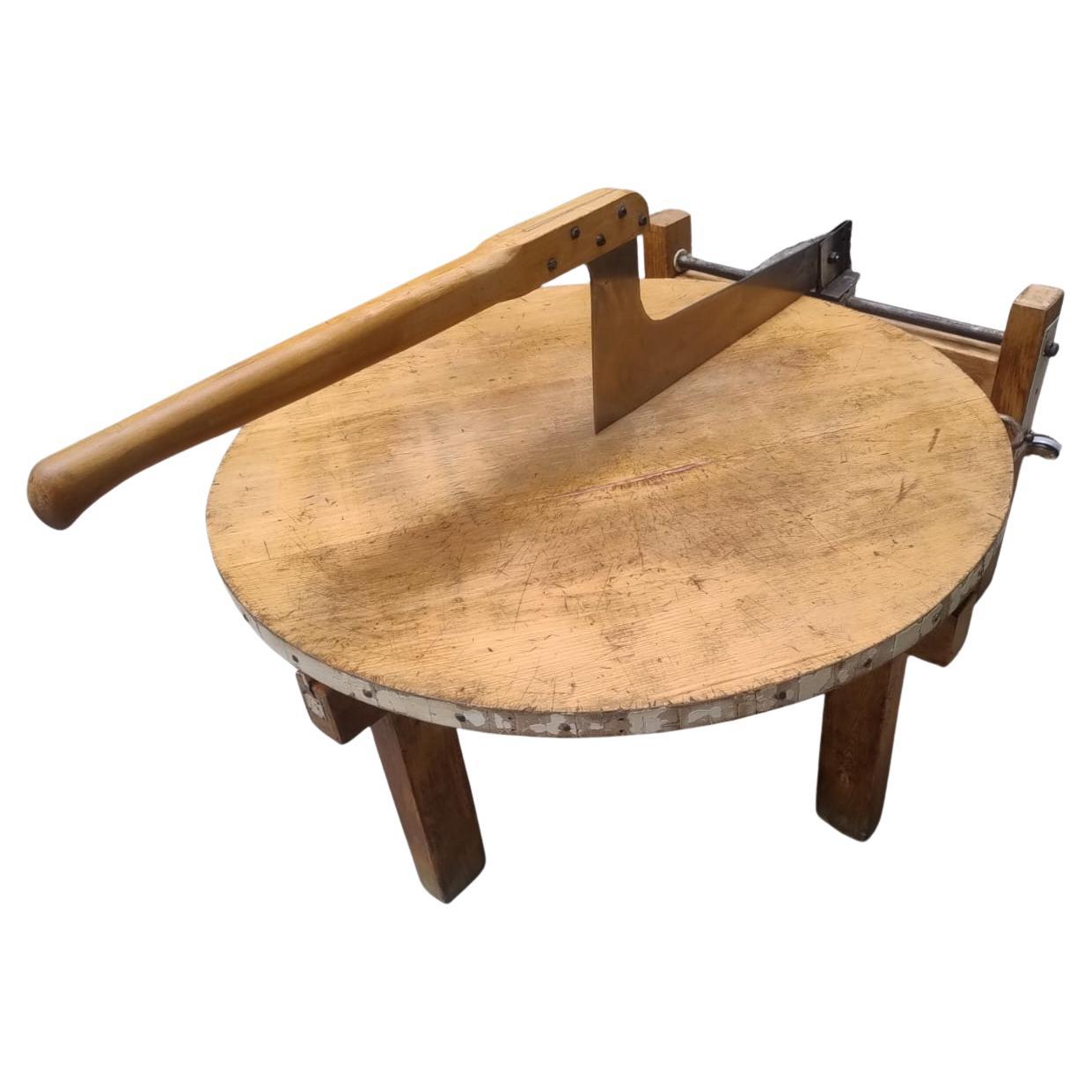 Impressive Vintage Industrial turning Guillotine for Wheel Cheese cutting For Sale