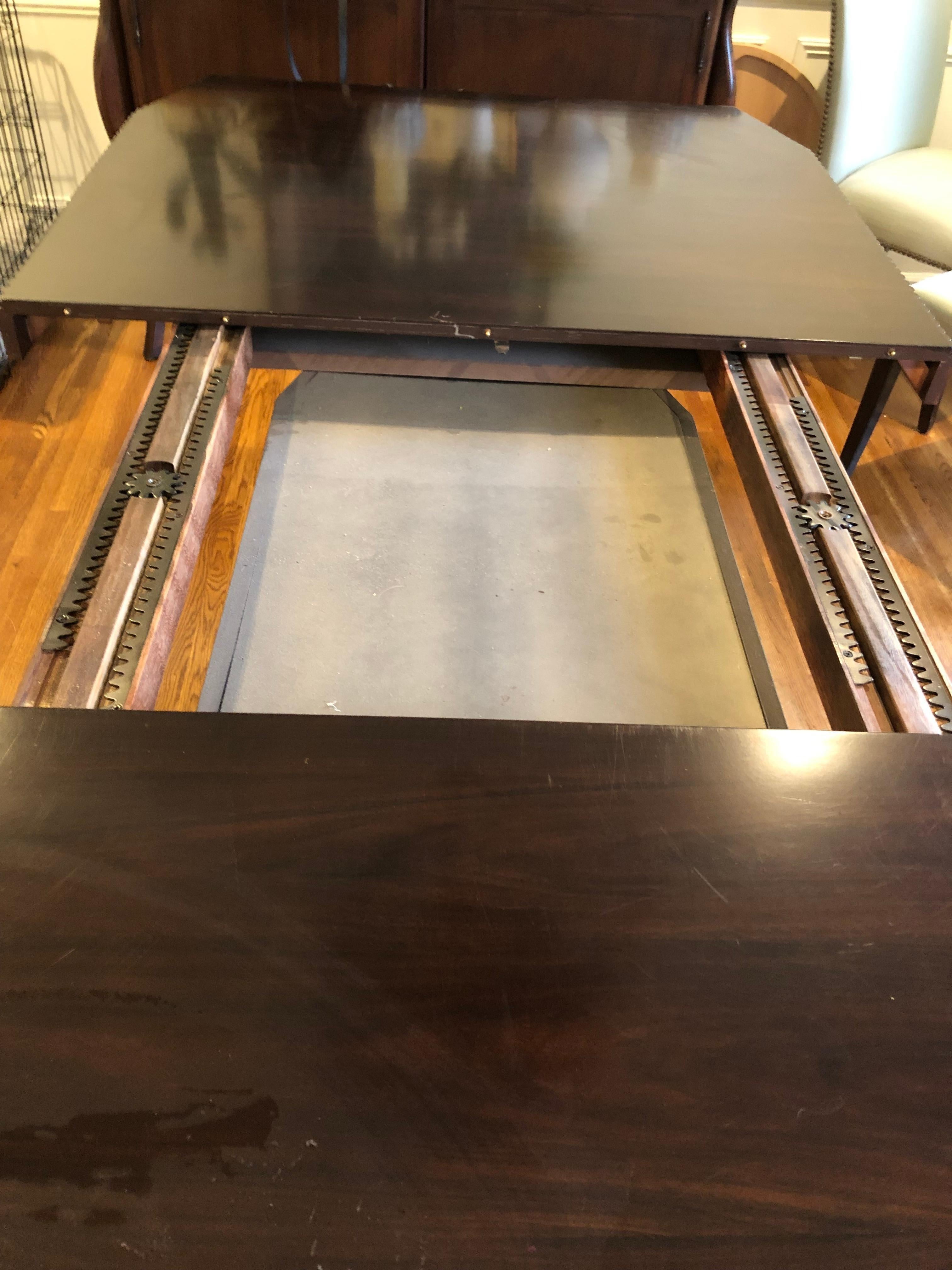 Impressive Walnut Veneer EJ Victor Ralph Lauren Extension Designer Dining Table For Sale 13