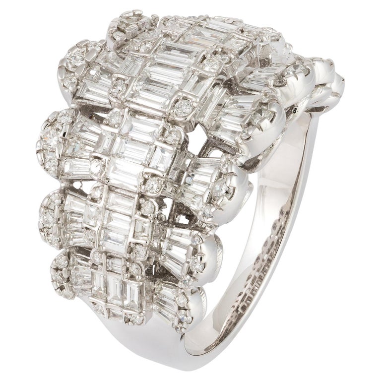 Impressive Rings Customizable Impressive White 18K Gold White Diamond Ring For Her For ...