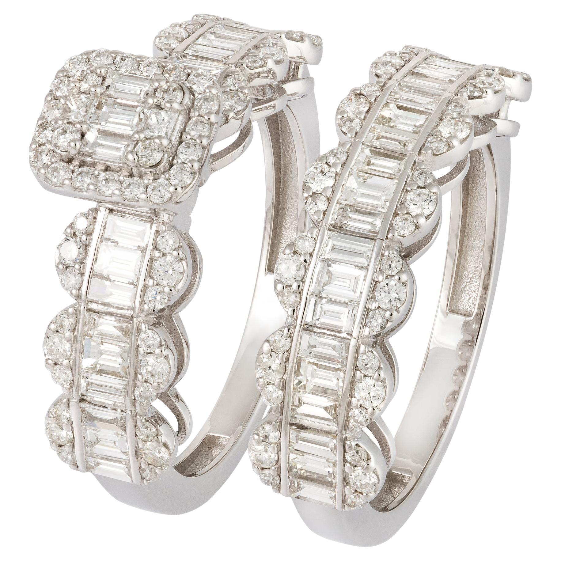 Impresionante Anillo de Diamantes Blancos de Oro de 18 K para Ella