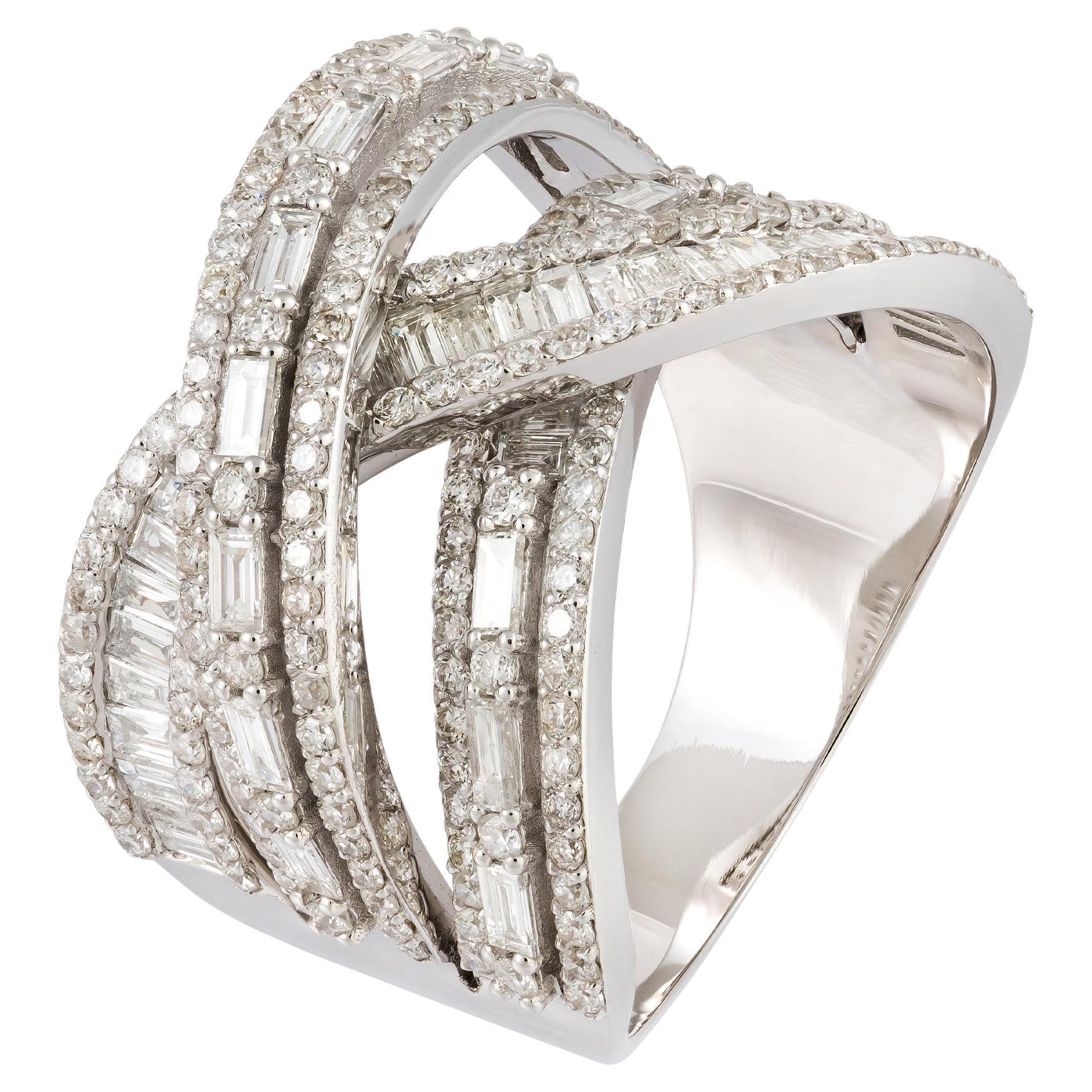 For Sale:  Impressive White 18K Gold White Diamond Ring for Her