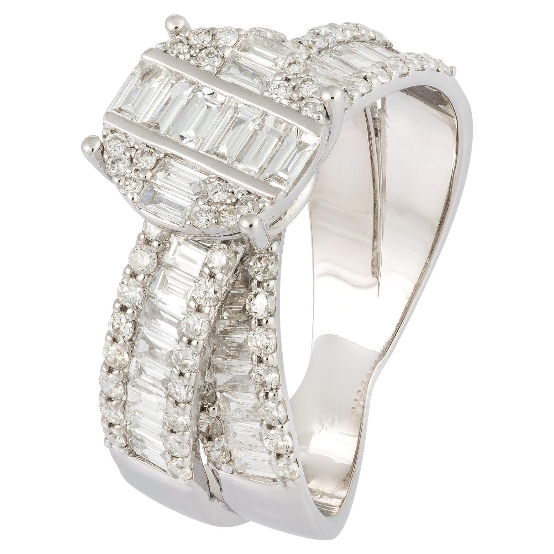 For Sale:  Impressive White 18K Gold White Diamond Ring for Her