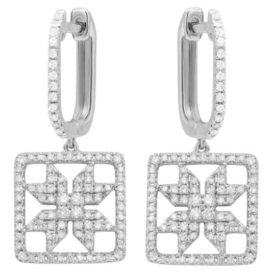 Impressive White Diamond White 14K Gold Dangle Earrings for Her